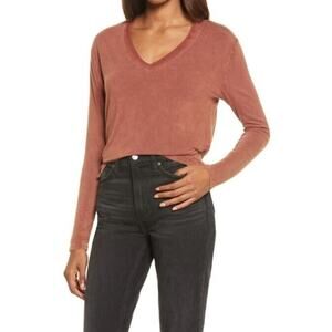 Treasure & Bond Womens Mineral Wash‎ Long Sleeve T-Shirt Rust Sequoia Medium $45